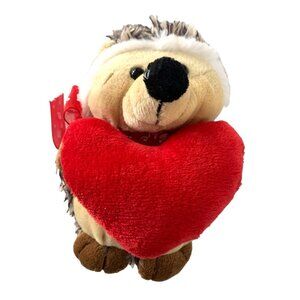 Bayview Hedgehog Plush Stuffed Animal Toy Holding Heart Red Bow 7 in Tall